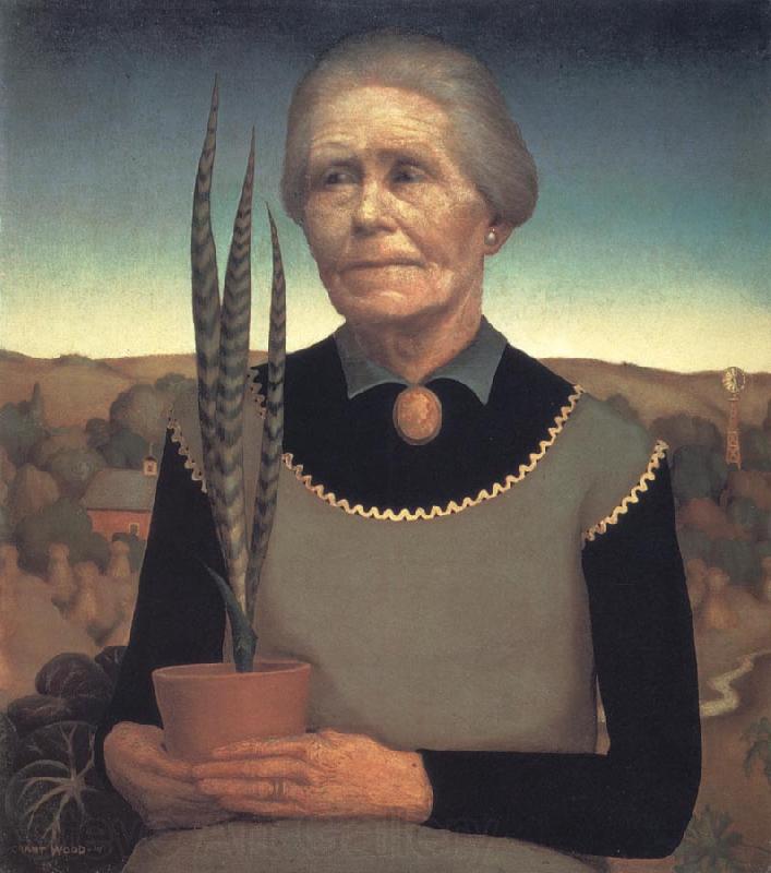 Grant Wood Woman with Plant France oil painting art